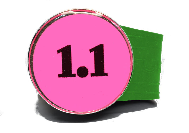 Load image into Gallery viewer, USGA Golf Rule 1.1 Ball Marker (Pink coin) on a Green InfusenClip™

