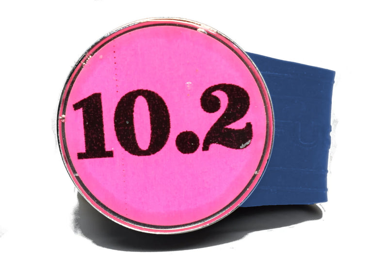 Load image into Gallery viewer, USGA Golf Rule 10.2 Ball Marker (Pink coin) on a Blue InfusenClip™
