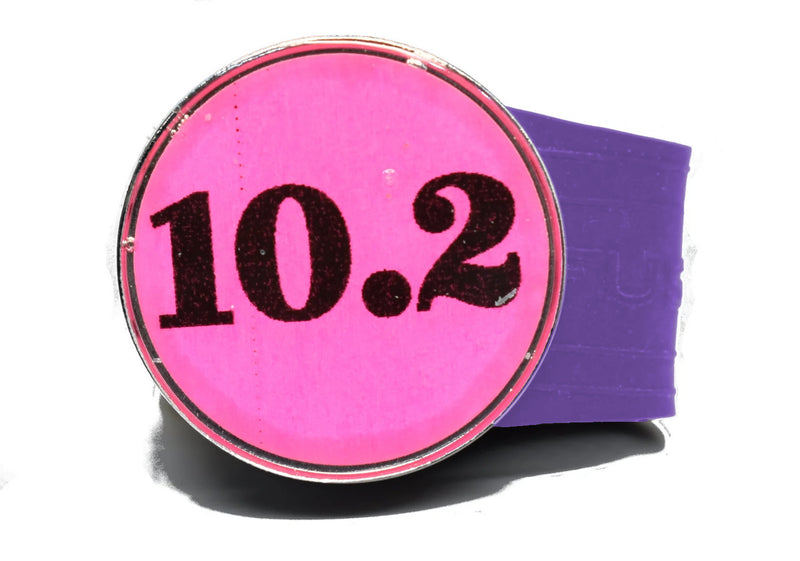 Load image into Gallery viewer, USGA Golf Rule 10.2 Ball Marker (Pink coin) on a Purple InfusenClip™
