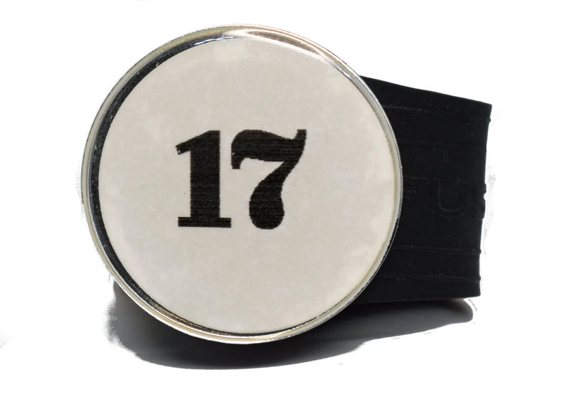 Load image into Gallery viewer, USGA Golf Rule 17 Ball Marker (White coin) on a Black InfusenClip™
