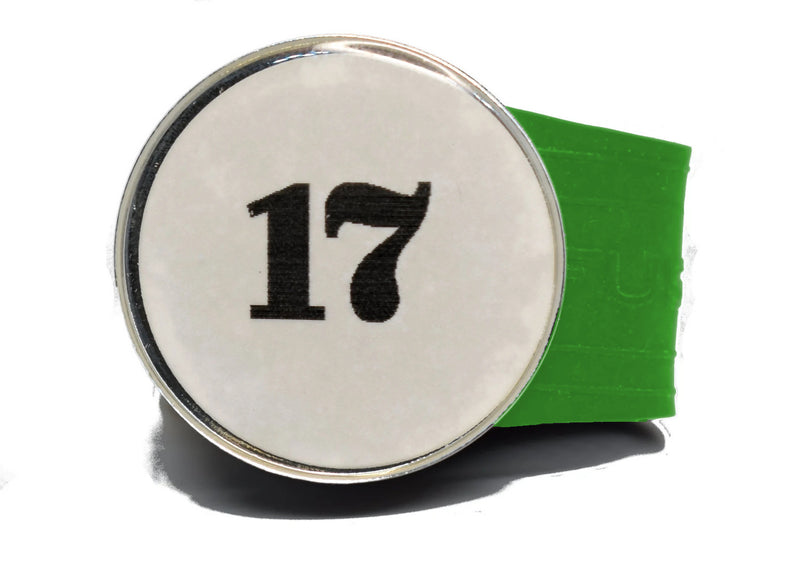 Load image into Gallery viewer, USGA Golf Rule 17 Ball Marker (White coin) on a Green InfusenClip™
