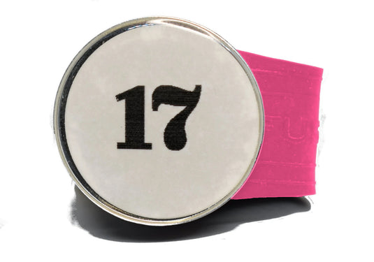 USGA Golf Rule 17 Ball Marker (White coin) on a Pink InfusenClip™
