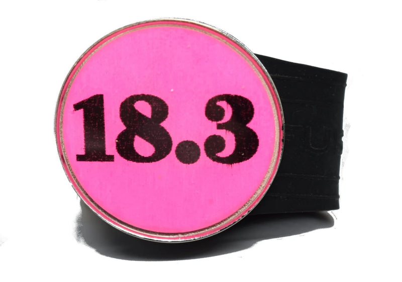 Load image into Gallery viewer, USGA Golf Rule 18.3 Ball Marker (Pink coin) on a Black InfusenClip™
