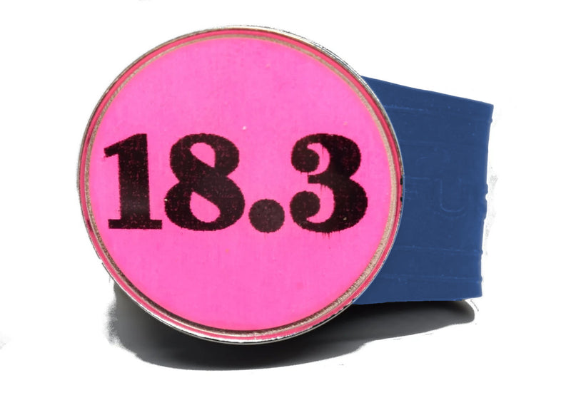 Load image into Gallery viewer, USGA Golf Rule 18.3 Ball Marker (Pink coin) on a Blue InfusenClip™
