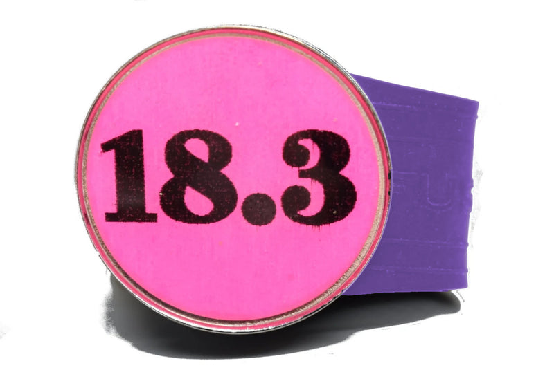 Load image into Gallery viewer, USGA Golf Rule 18.3 Ball Marker (Pink coin) on a Purple InfusenClip™
