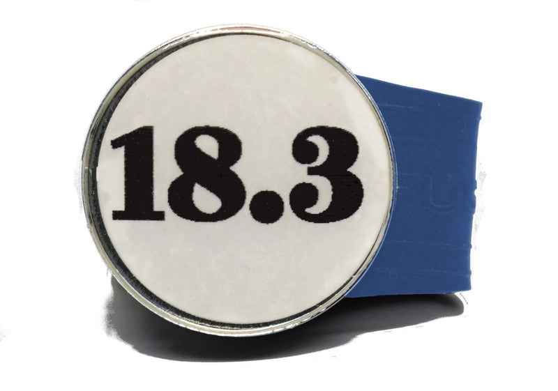 Load image into Gallery viewer, USGA Golf Rule 18.3 Ball Marker (White coin) on a Blue InfusenClip™
