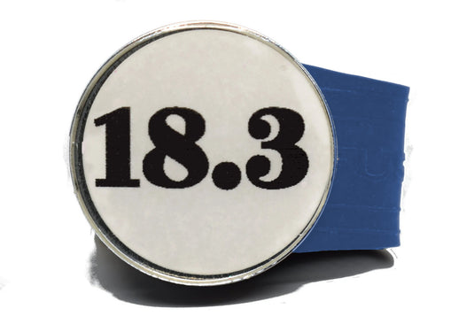 USGA Golf Rule 18.3 Ball Marker (White coin) on a Blue InfusenClip™