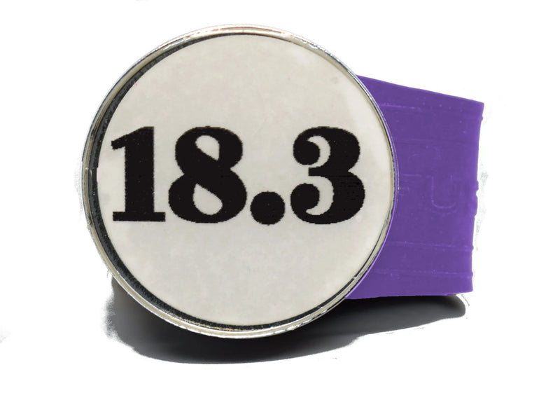 Load image into Gallery viewer, USGA Golf Rule 18.3 Ball Marker (White coin) on a Purple InfusenClip™
