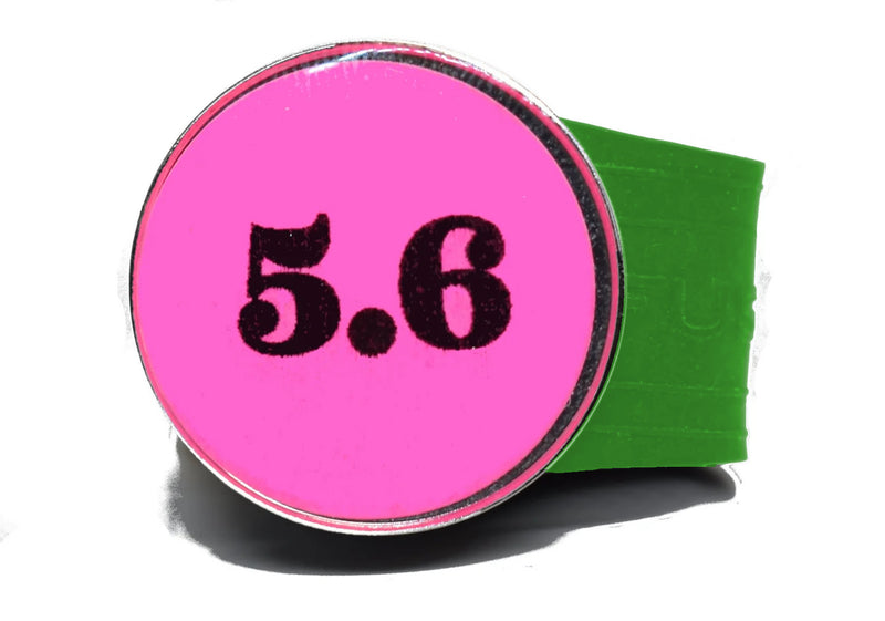 Load image into Gallery viewer, USGA Golf Rule 5.6 Ball Marker (Pink coin) on a Green InfusenClip™
