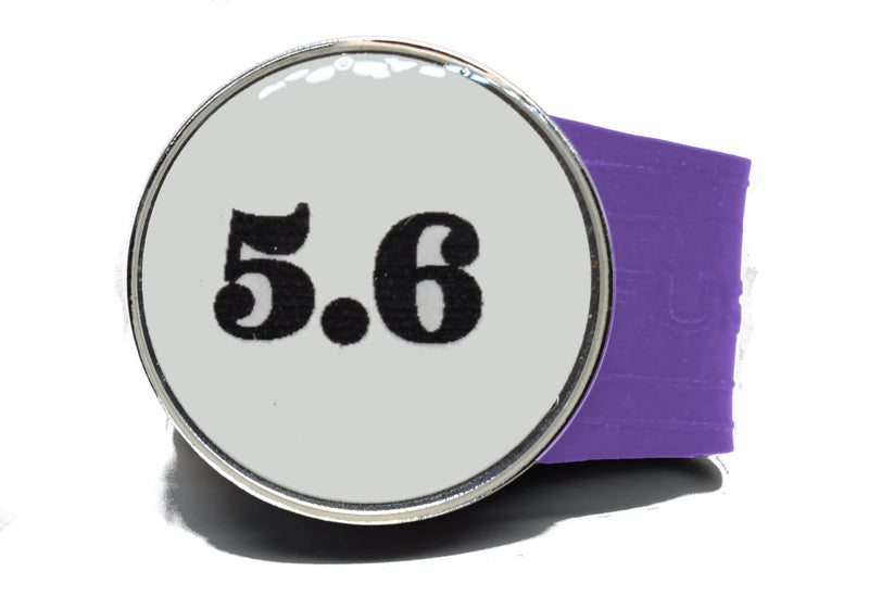 Load image into Gallery viewer, USGA Golf Rule 5.6 Ball Marker (White coin) on a Purple InfusenClip™
