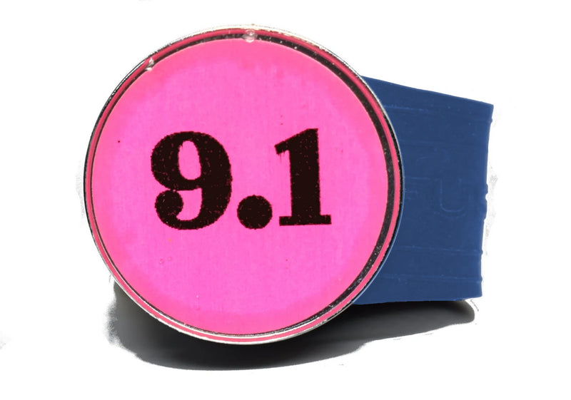 Load image into Gallery viewer, USGA Golf Rule 9.1 Ball Marker (Pink coin) on a Blue InfusenClip™
