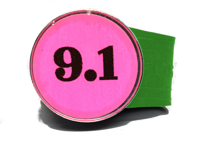 Load image into Gallery viewer, USGA Golf Rule 9.1 Ball Marker (Pink coin) on a Green InfusenClip™
