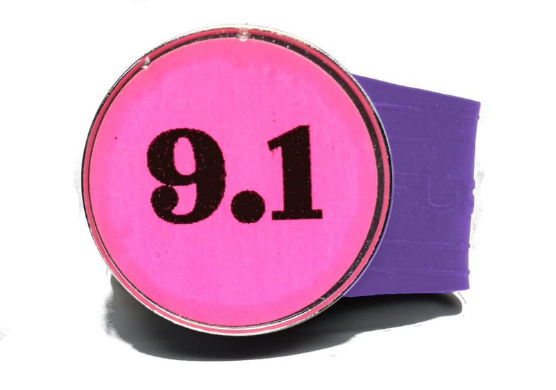 Load image into Gallery viewer, USGA Golf Rule 9.1 Ball Marker (Pink coin) on a Purple InfusenClip™
