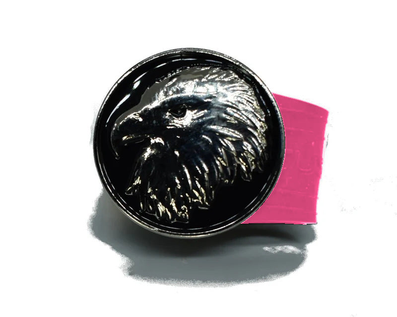 Load image into Gallery viewer, Bald Eagle black coin golf ball marker on a Pink InfusenClip™
