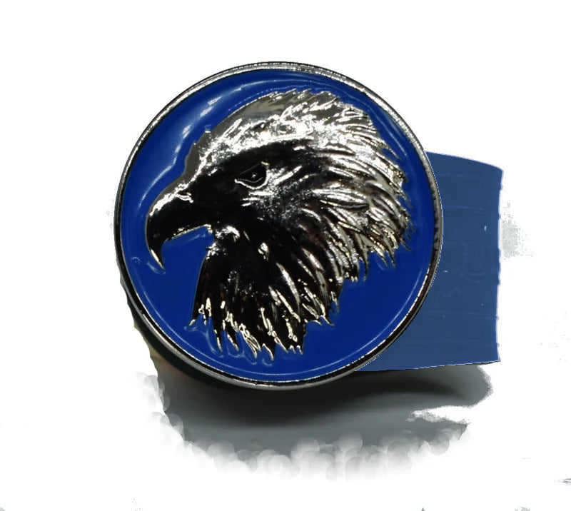 Load image into Gallery viewer, Bald Eagle blue coin golf ball marker on a Blue InfusenClip™
