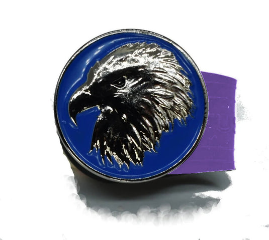 Bald Eagle blue coin golf ball marker on a Purple InfusenClip™