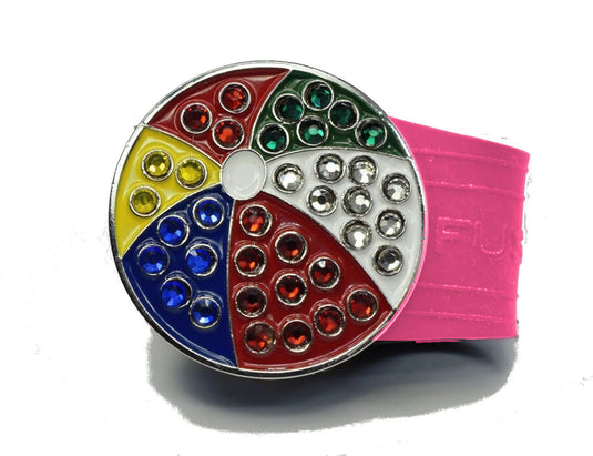 Beach ball golf ball marker on a Pink InfusenClip™