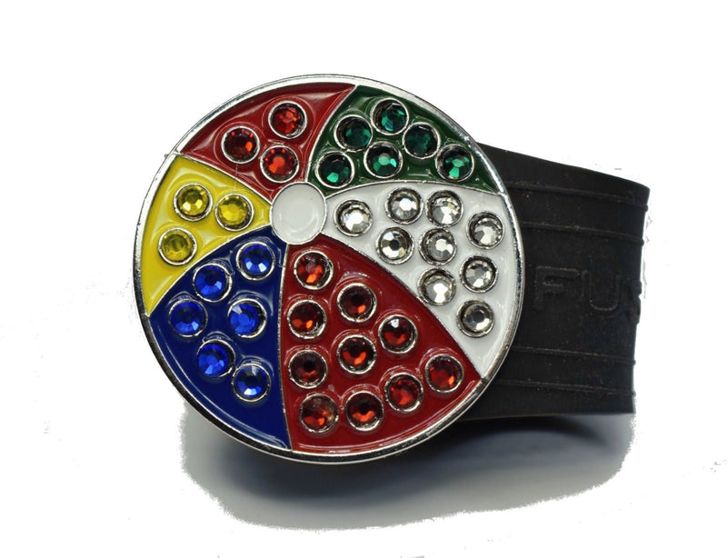 Load image into Gallery viewer, Beach ball golf ball marker on a Black InfusenClip™

