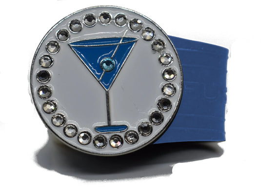 Blue Cosmo golf ball marker on a Blue InfusenClip™