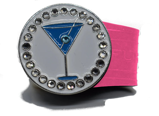 Blue Cosmo golf ball marker on a Pink InfusenClip™