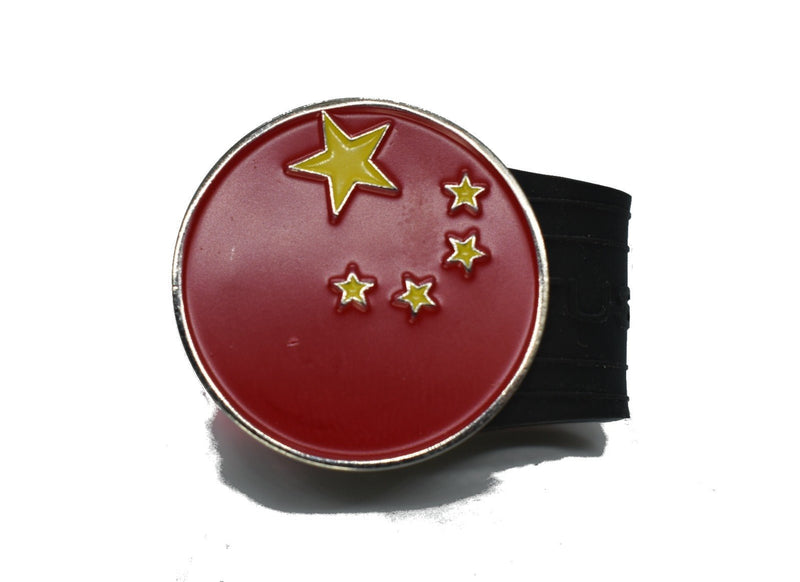 Load image into Gallery viewer, Chinese Flag golf ball marker on a Black InfusenClip™
