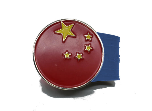 Chinese Flag golf ball marker on a Blue InfusenClip™