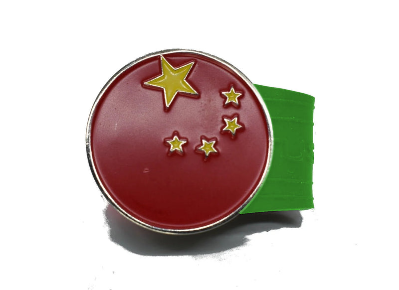 Load image into Gallery viewer, Chinese Flag golf ball marker on a Green InfusenClip™
