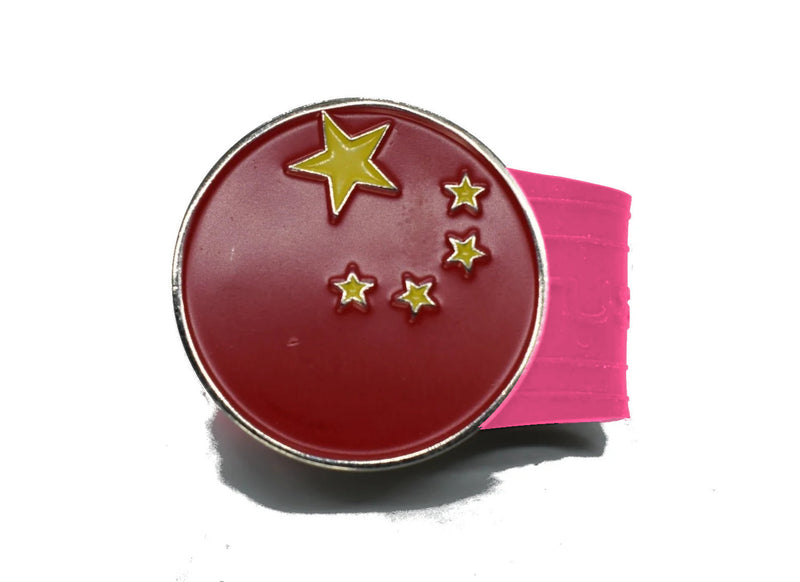 Load image into Gallery viewer, Chinese Flag golf ball marker on a Pink InfusenClip™
