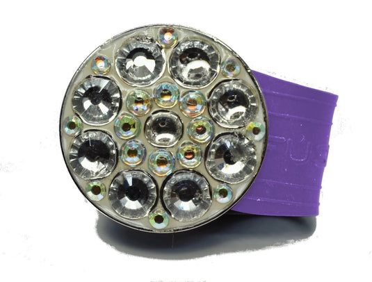 Clear Rhinestones golf ball marker on a Purple InfusenClip™