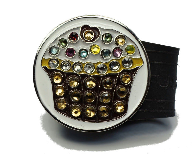 Load image into Gallery viewer, Cupcake golf ball marker on a Black InfusenClip™
