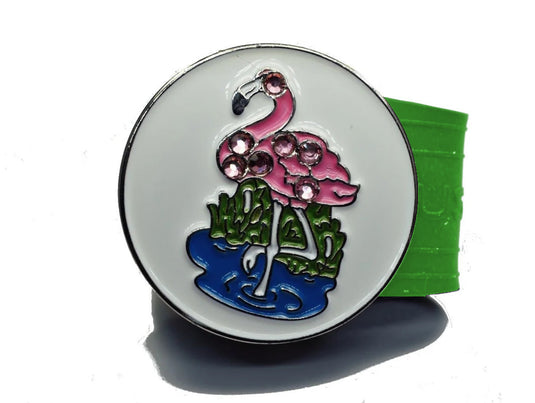 Flamingo golf ball marker on a Green InfusenClip™