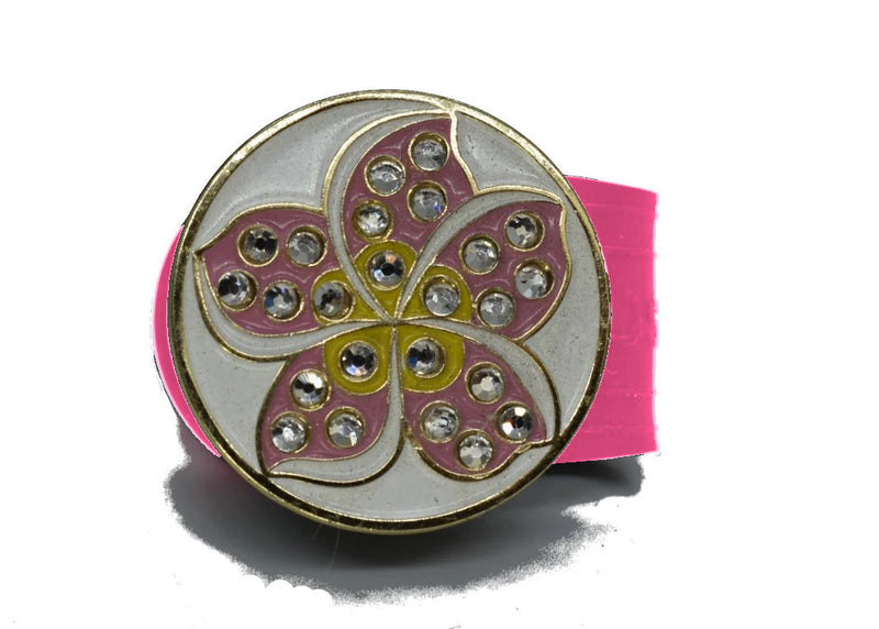 Load image into Gallery viewer, Hibiscus golf ball marker on a Pink InfusenClip™
