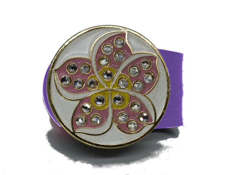Load image into Gallery viewer, Hibiscus golf ball marker on a Purple InfusenClip™
