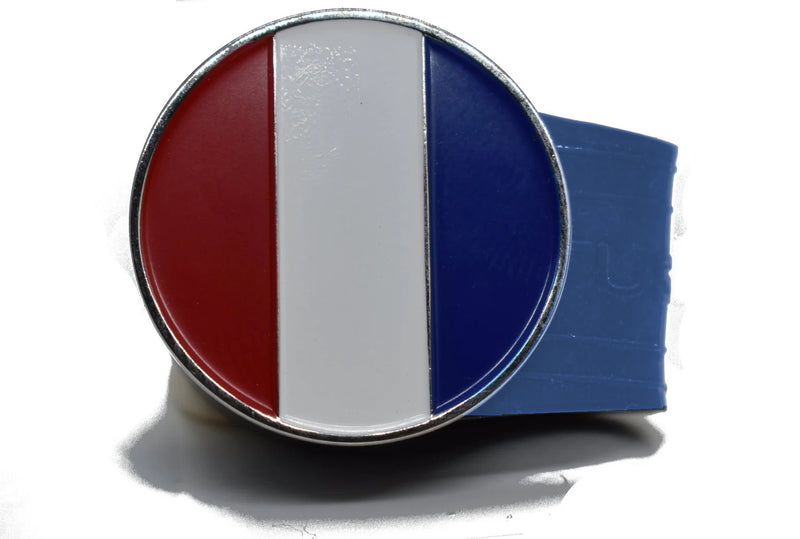 Load image into Gallery viewer, French Flag golf ball marker on a Blue InfusenClip™
