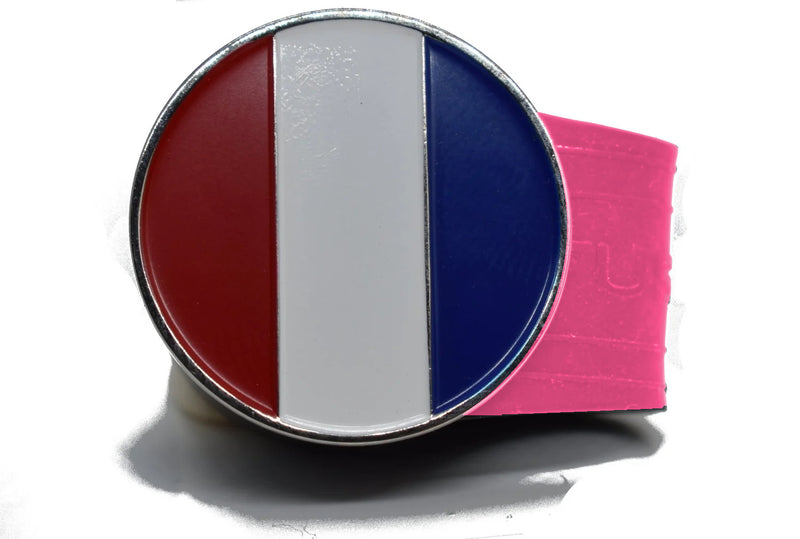 Load image into Gallery viewer, French Flag golf ball marker on a Pink InfusenClip™
