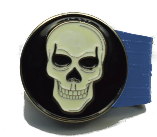 Glow in the Dark Skull golf ball marker on a Blue InfusenClip™