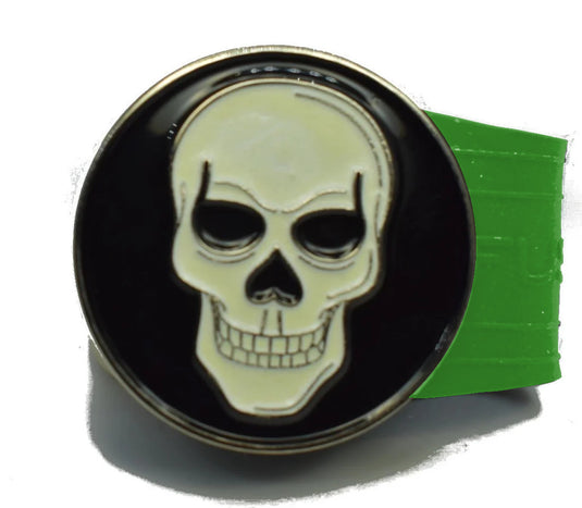 Glow in the Dark Skull golf ball marker on a Green InfusenClip™