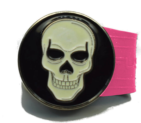 Glow in the Dark Skull golf ball marker on a Pink InfusenClip™