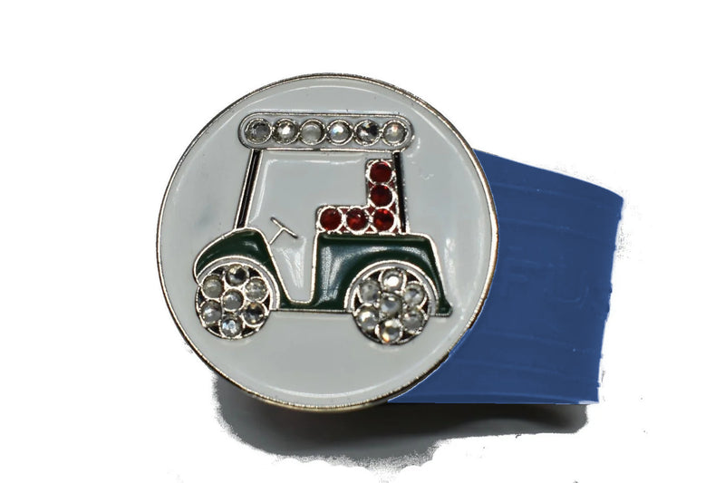 Load image into Gallery viewer, Golf Cart golf ball marker on a Blue InfusenClip™
