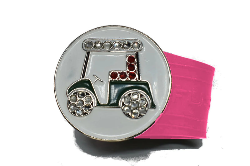 Load image into Gallery viewer, Golf Cart golf ball marker on a Pink InfusenClip™
