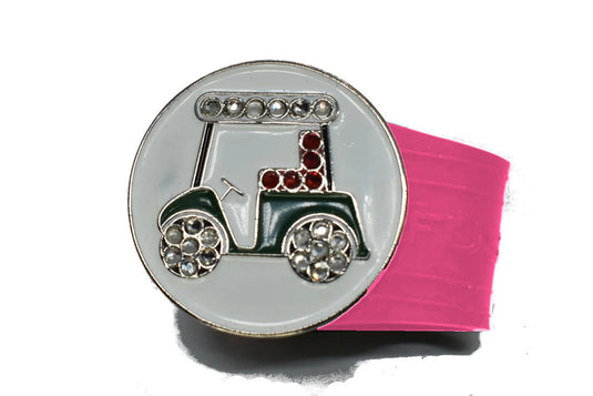 Golf Cart golf ball marker on a Pink InfusenClip™