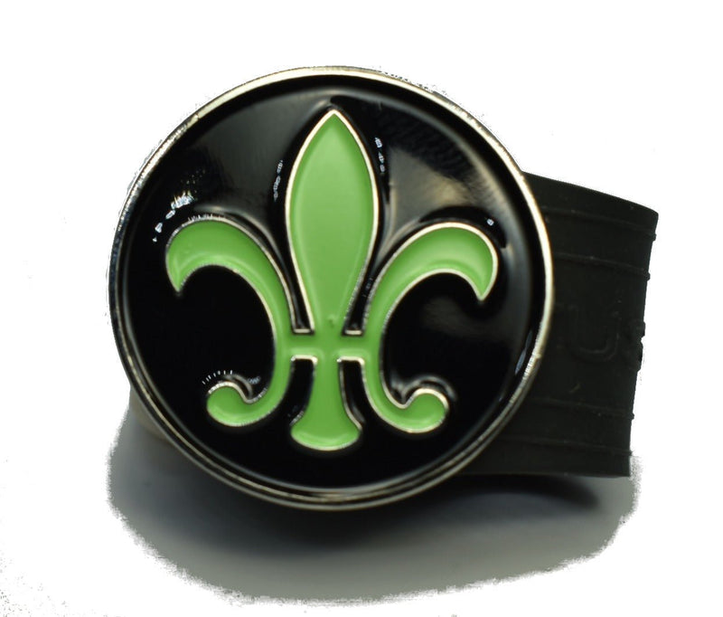 Load image into Gallery viewer, Green Fleur golf ball marker on a Black InfusenClip™
