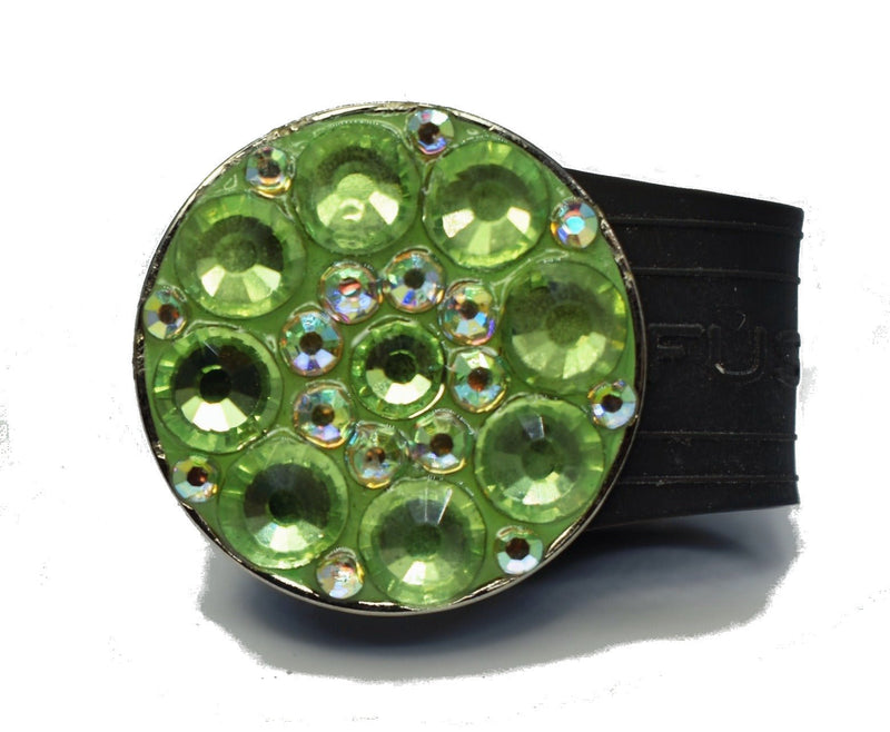 Load image into Gallery viewer, Green Rhinestones golf ball marker on a Black InfusenClip™
