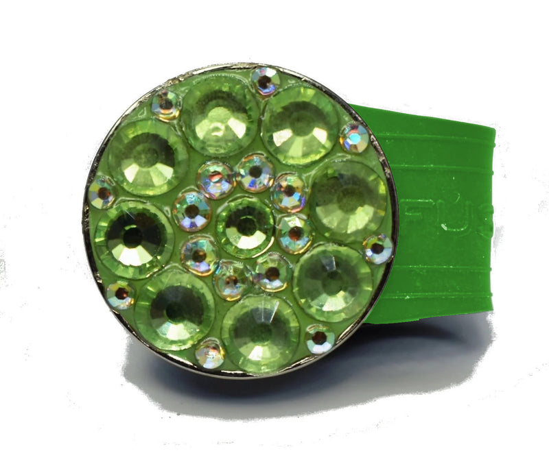 Load image into Gallery viewer, Green Rhinestones golf ball marker on a Green InfusenClip™

