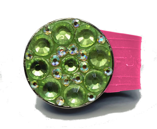 Green Rhinestones golf ball marker on a Pink InfusenClip™