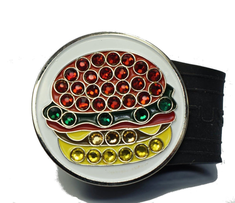 Load image into Gallery viewer, Hamburger golf ball marker on a Black InfusenClip™
