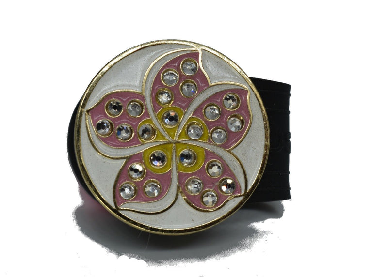 Load image into Gallery viewer, Hibiscus golf ball marker on a Black InfusenClip™
