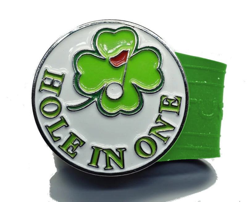 Load image into Gallery viewer, Hole In One Clover golf ball marker on a Green InfusenClip™
