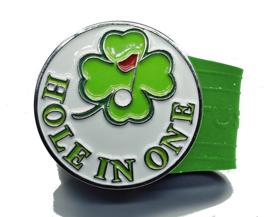 Hole In One Clover golf ball marker on a Green InfusenClip™