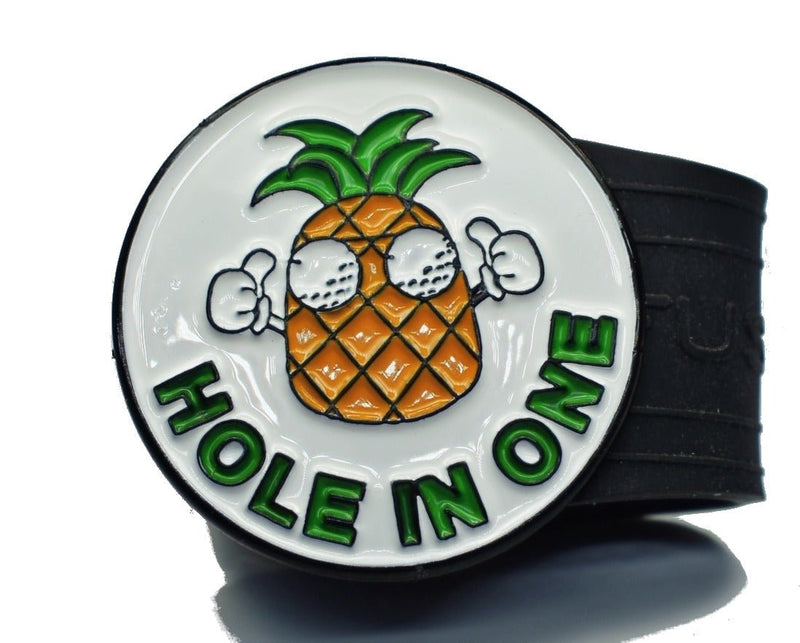 Load image into Gallery viewer, Hole in One Pineapple golf ball marker on a Black InfusenClip™
